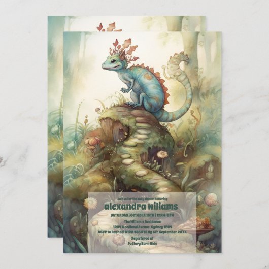 Magical Dragon Baby shower Kaart (Voorkant / Achterkant)