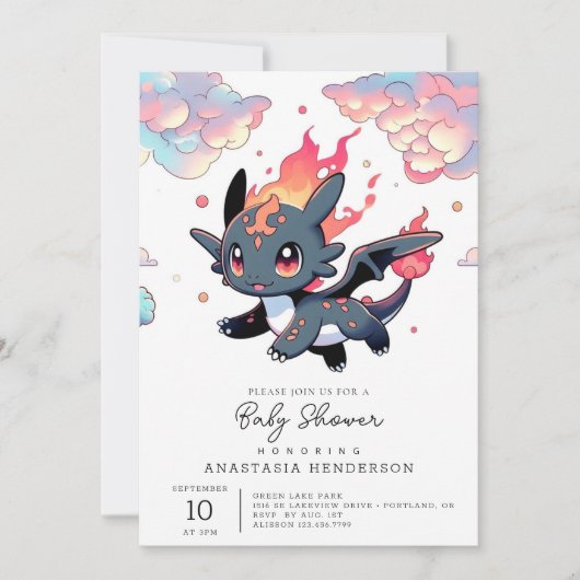Magical Dragon Baby shower Kaart (Voorkant)