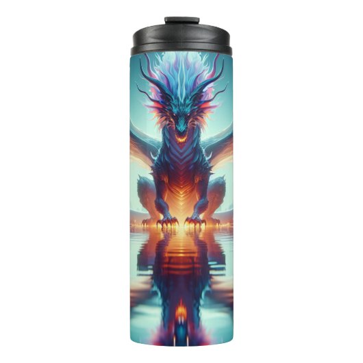 Magical Dragon Reflection AI Art Thermosbeker (Voorkant)