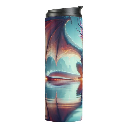 Magical Dragon Reflection AI Art Thermosbeker (Gedraaid links)