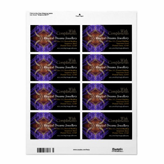 Magical Dreams Business with Compliments Étiquette (Feuille entière)