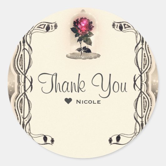 Magical Enchanted Roos Wedding Party Ronde Sticker (Voorkant)