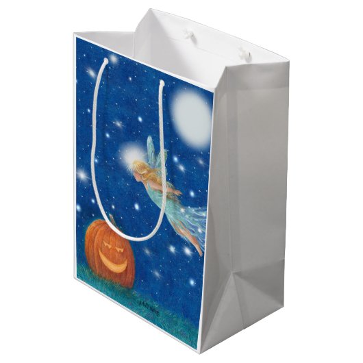 Magical Fairy and Jack O'Lantern Halloween party Medium Cadeauzakje (Achterkant Gekanteld)