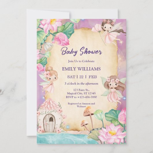 Magical Fairy Garden Baby Shower Kaart (Voorkant)