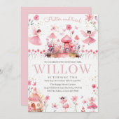 Magical Fairy Invitation for Birthday Tea Party  (Devant / Derrière)
