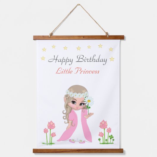 Magical Fairy Princess Girl Birthday Party Hangend Wandkleed (Voorkant)