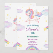Magical Fairytale Unicorn Rainbow Clouds Kaart (Voorkant / Achterkant)