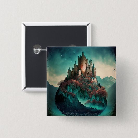 Magical Fantasy Castle Vierkante Button 5,1 Cm (Voorkant /achterkant)
