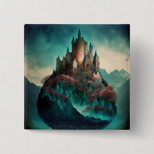 Magical Fantasy Castle Vierkante Button 5,1 Cm (Voorkant)