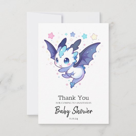 Magical Fiery Dragon Baby shower Bedankkaart (Voorkant)