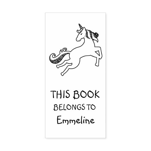 Magical Flying Unicorn Personalised Book Stamp Rubberstempel (Afrduk)