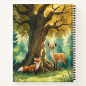 Magical Forest Golden Tree Deer Fox Notitieboek (Achterkant)