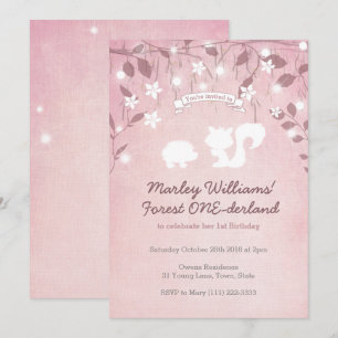 Magical Forest ONEderland Girl 1st Birthday Kaart