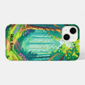 Magical Forest Pixel Art gepersonaliseerde naam iPhone Hoesje (Achterkant horizontaal)