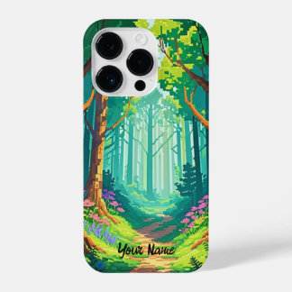 Magical Forest Pixel Art gepersonaliseerde naam iPhone 14 Plus Hoesje