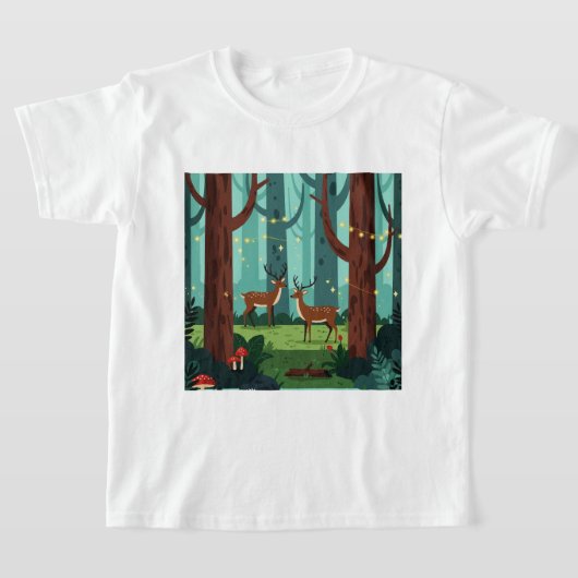 Magical forest scene with two reindeer t-shirt (Laagn)