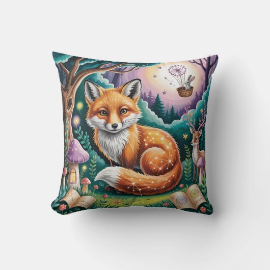 Magical Fox Forest Pillow Hoesje Kussen (Voorkant)