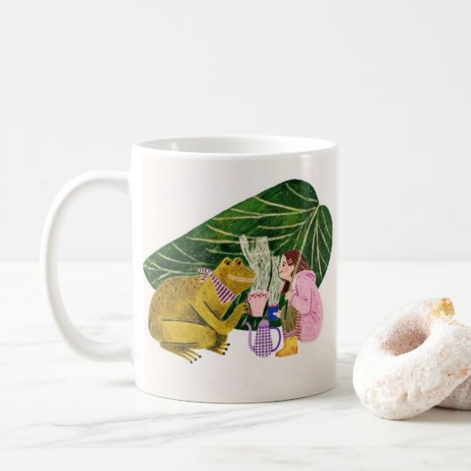 Magical Frog & Girl Coffee Mug – Cozy Kind_Ones (Avec donut)