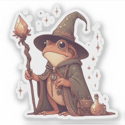 Magical Frog Wizard Sticker (Voorkant)