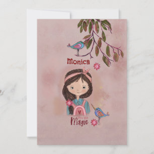 Magical Girl with Birds - Carte d'anniversaire de