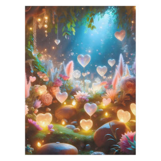 Magical Glowing Flowers Heart Garden  Tafelkleed