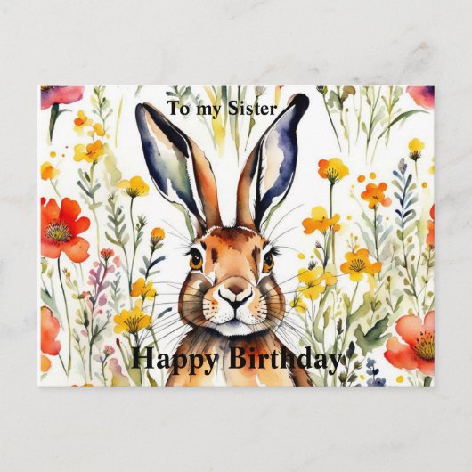 Magical Hare Birthday Briefkaart (bewerkbaar) (Voorkant)