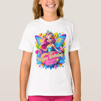 Magical Heart Fairy Rainbow Wings, Verjaardagscade T-shirt