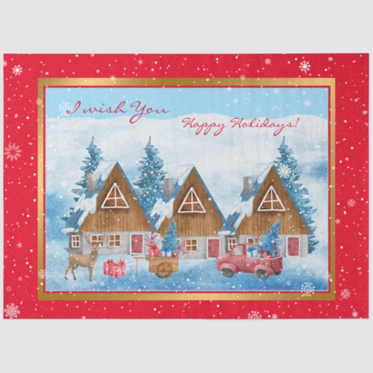 Magical Holiday Winter Landscape Customize Tissuepapier (Voorkant)
