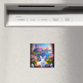 Magical landscape with rabbit and magical castles  magneet (Insitu (Vaatwasser))