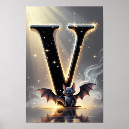 Magical Letter V Wall Art Poster for Kids Room (Devant)