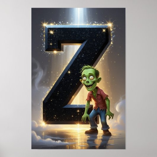 Magical Letter Z Wall Art Poster for Kids Room (Devant)
