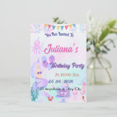 Magical  Mermaid Birthday Invitation Card (Debout devant)