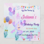 Magical  Mermaid Birthday Invitation Card Kaart (Voorkant / Achterkant)