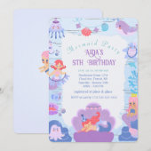 Magical Mermaid Birthday Invitation Kaart (Voorkant / Achterkant)