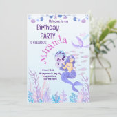 Magical Mermaid Birthday Invitation Kaart (Staand voorkant)