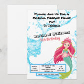 Magical Mermaid Birthday Invitation Kaart (Voorkant / Achterkant)