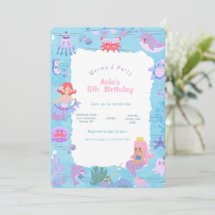 Magical Mermaid Birthday Invitation Kaart
