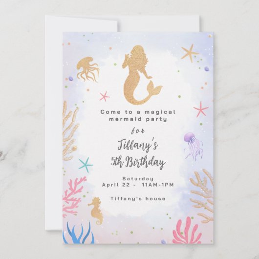 Magical Mermaid Birthday Kaart (Voorkant)