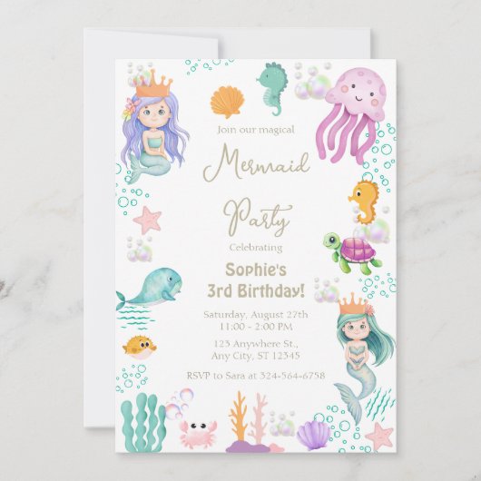 Magical Mermaid Birthday Kaart (Voorkant)