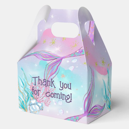 Magical Mermaid Tail Theme Party Boxes Bedankdoosjes (Achterkant)