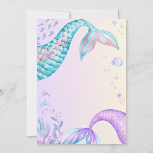 Magical Mermaid Tail Under The Sea Birthday Party Kaart (Achterkant)