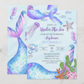 Magical Mermaid Under The Sea Birthday Invitation (Devant / Derrière)