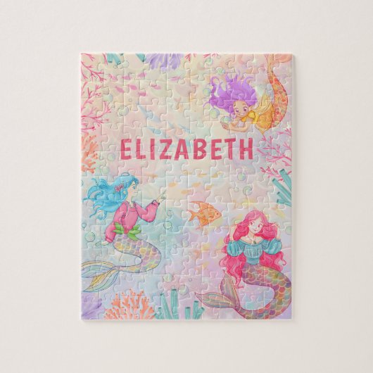 Magical Mermaid Under The Sea Personalized Kids Legpuzzel (Verticaal)