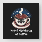 Magical Midnight Cup Of Coffee  Vierkante Klok (Voorkant)