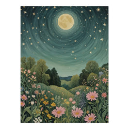 Magical Moonlit Meadow Perfect Poster