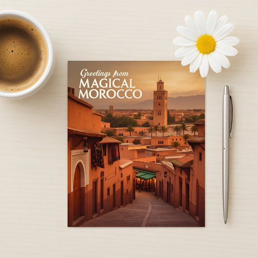 Magical Morocco Sunset View Koutoubia Marrakech  Briefkaart
