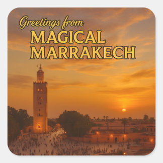 Magical Morocco Sunset View Koutoubia Marrakech  Vierkante Sticker