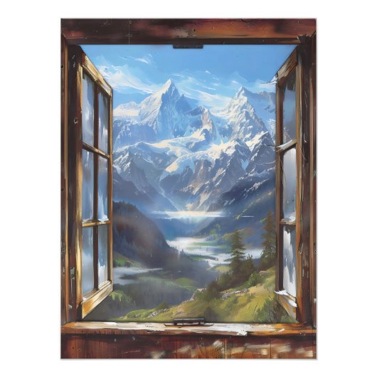 Magical Mountains Window Uitzicht Foto Afdruk (Voorkant)