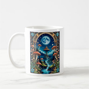 Magical Mushroom Fantasy Moonlit Forest Koffiemok