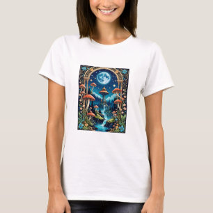 Magical Mushroom Fantasy Moonlit Forest T-shirt